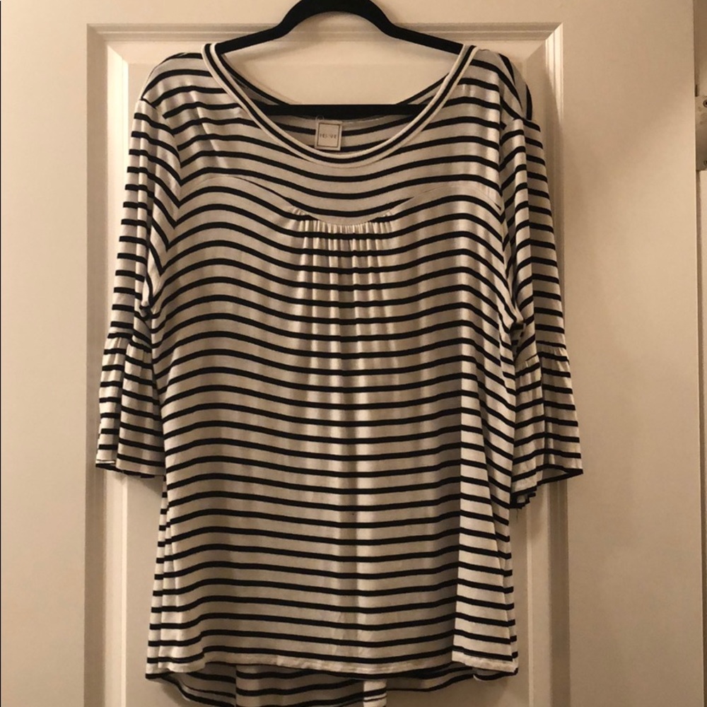 Plus Size Black and White Stripped Top